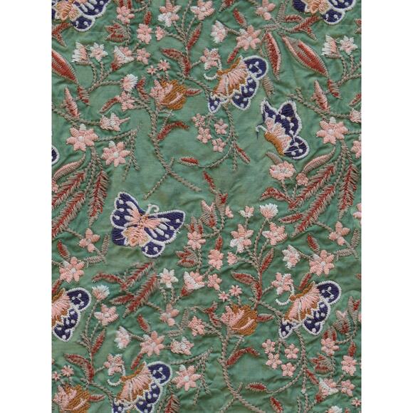 EDDY-Lauren Embroidered Puff-Sleeve Fringe Top-Spruce Butterfly Embroidery Sz:XS - Picture 6 of 6